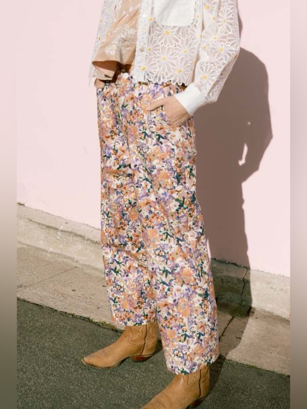 JESS MEANY Floral Amelia Wide Leg Pants Size Small VGUC
